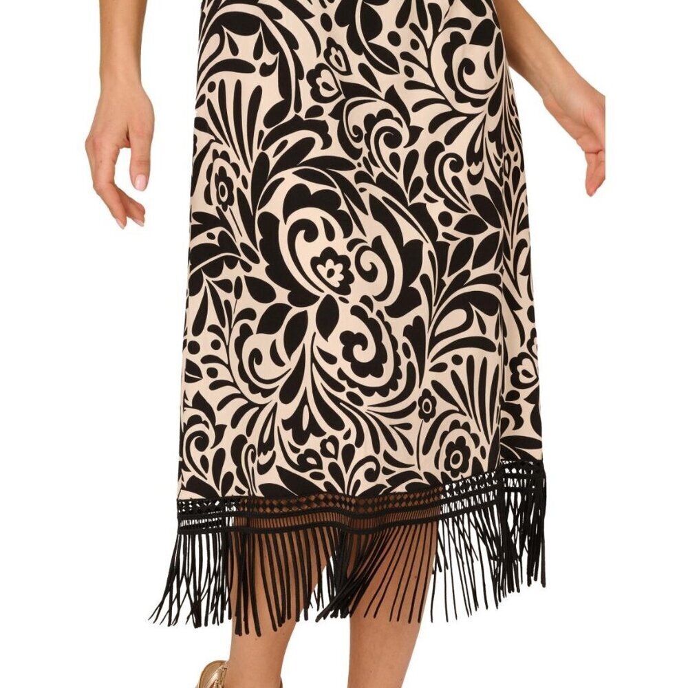 Adrianna Papell Size 14 Halter Midi Dress Fringe Hemline NWT - Picture 9 of 9